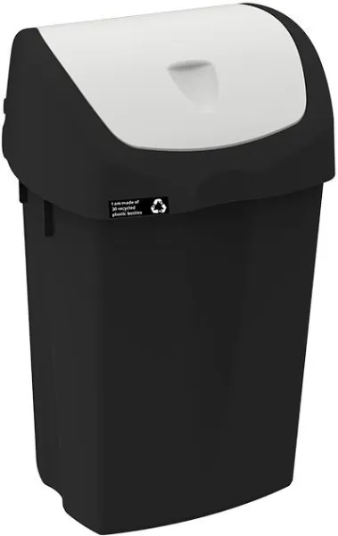 NRW Kosz na śmieci z białą pokrywą uchylną, zrównoważony, 25 L