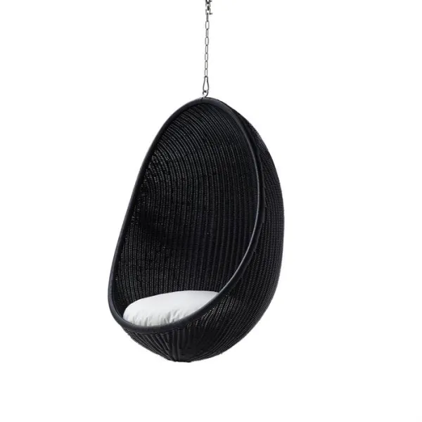 Sika Design Fotel wiszący - Czarny - W zestawie poduszka B451 Beżowa