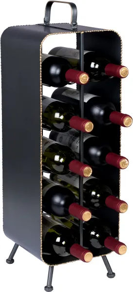 DUTCHBONE Stabil stojak na wino, z miejscem na 10 butelek - czarne żelazo